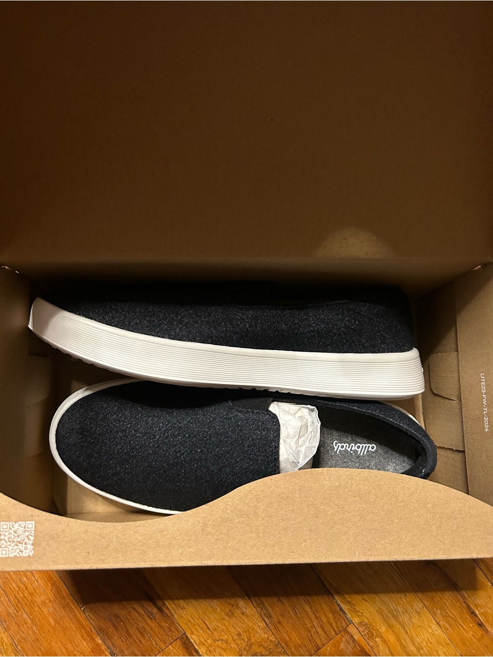 allbirds Men's Slip-On Sneakers in Black with White Sole